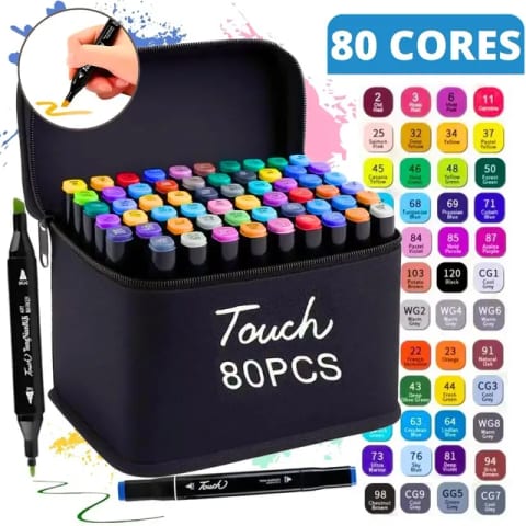 Kit de 80 canetinhas ponta dupla